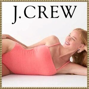 J Crew Coral Pink Terry Cutout Bandeau One Piece Swimsuit Size 18